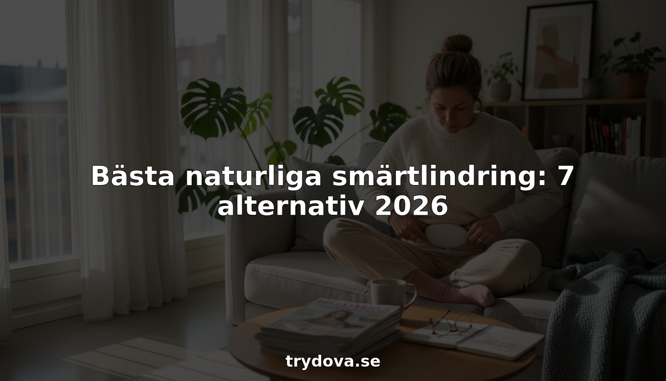 Kvinna använder bärbar smärtlindringsapparat hemma